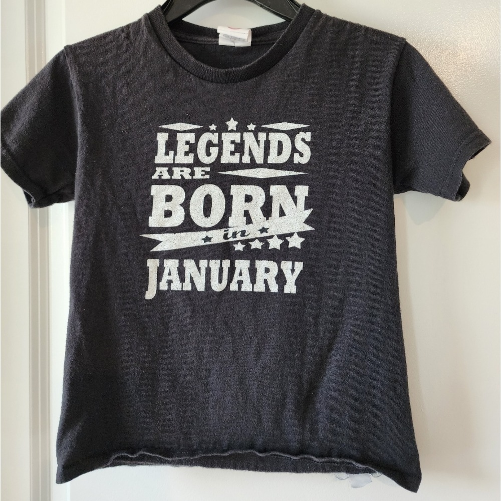 Kids sz S Legends Are Born In‎ January Black Graphic T-Shirt Short Sleeve